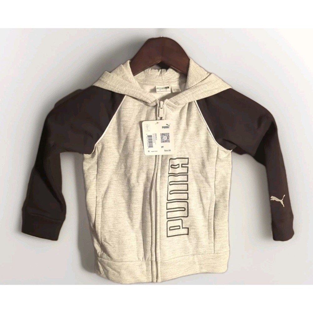 Puma Toddler Hoodie Jacket‎ Zip Up Size 3T Gray Black New with Tags